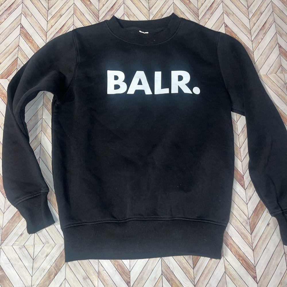 Balr. Crewneck Logo Sweatshirt Pullover Large Black White Block Logo Long Sleeve